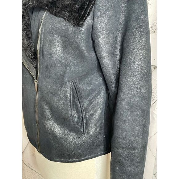 EXPRESS faux suede motorcycle jacket fleece lining M - Picture 3 of 8